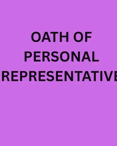 OATH OF PERSONAL REPRESENTATIVE