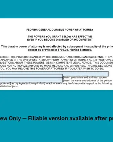 FLORIDA GENERAL POWER OF ATTORNEY (not durable) 