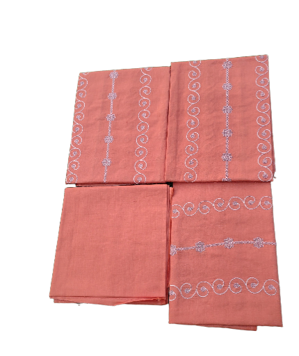 Peach Embroidered  Suit