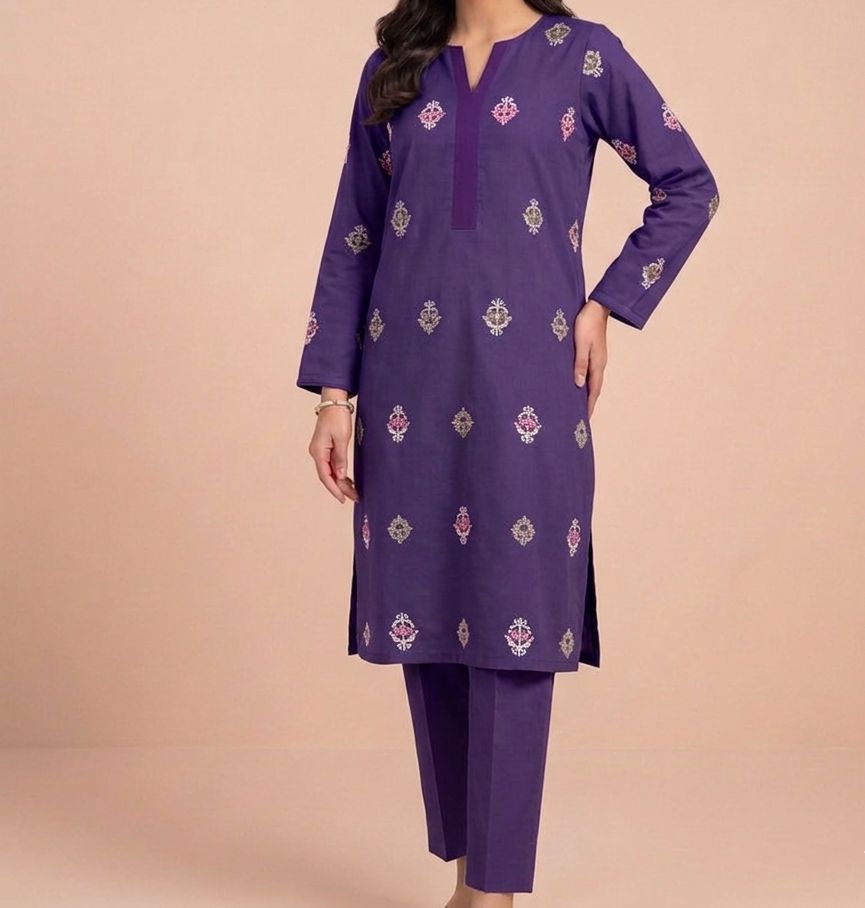 Purple Embroidered Suit