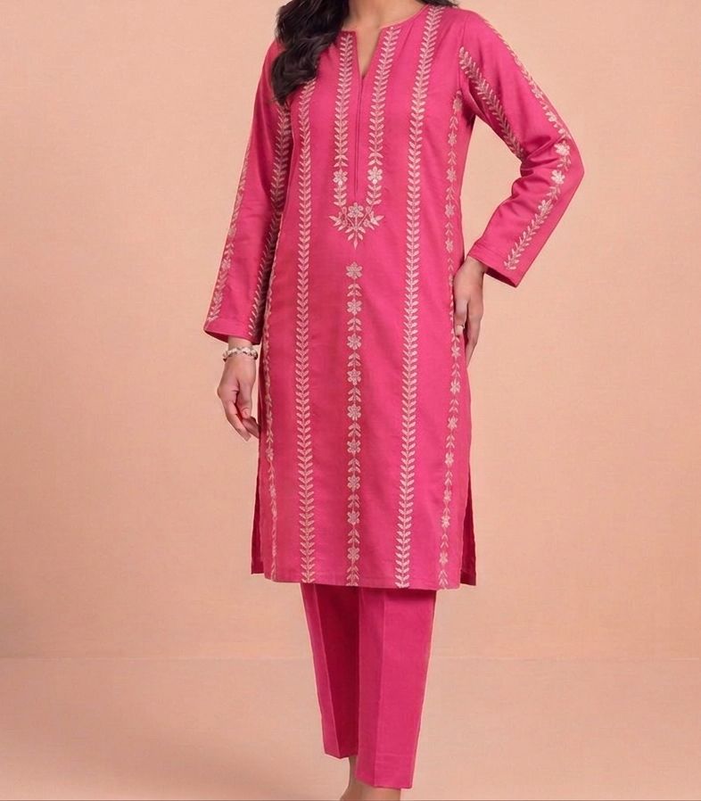 Pink Embroidered Suit