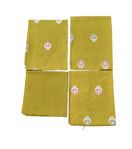 Chic mustard  Green Embroidered Suit 