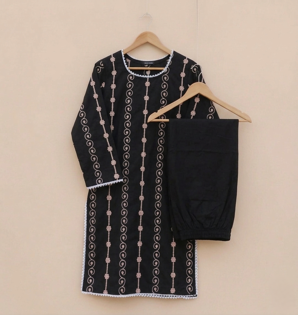 Black Embroidered  Suit