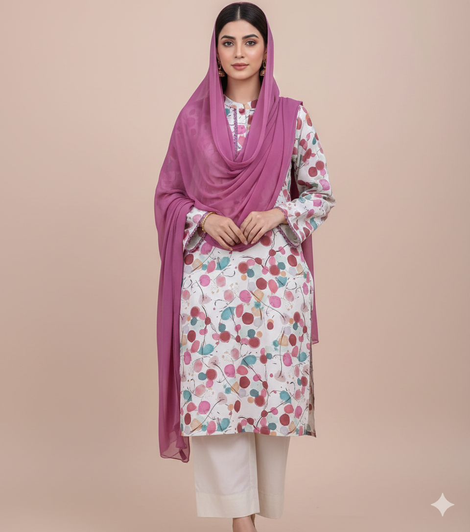 Printed Lawn Suit with Bamber Chiffon Dupatta