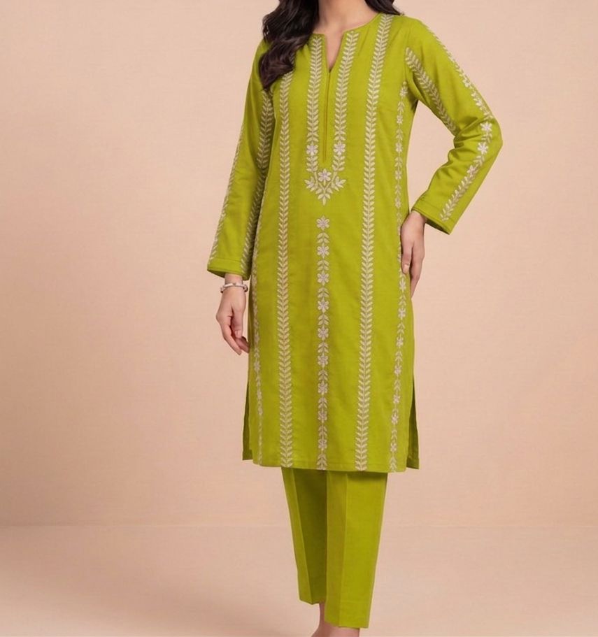 Green Embroidered Suit