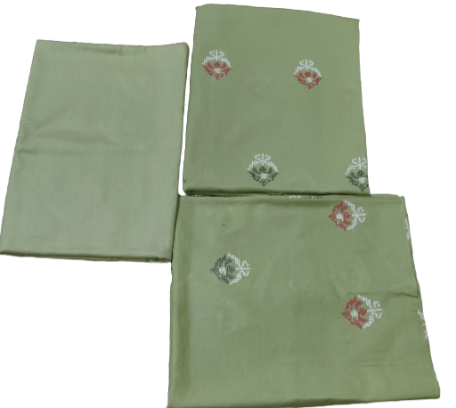 Embroidered Green Cotton Suit