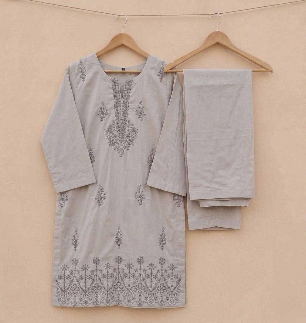 Grey Embroidered Kurta set
