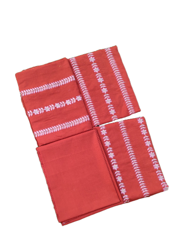 Mustered Orange Embroidered Suit