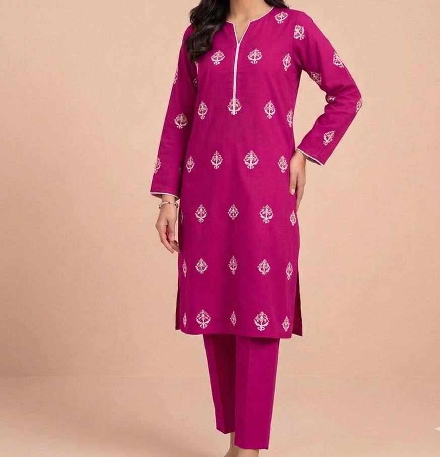 Pink Embroidered Suit