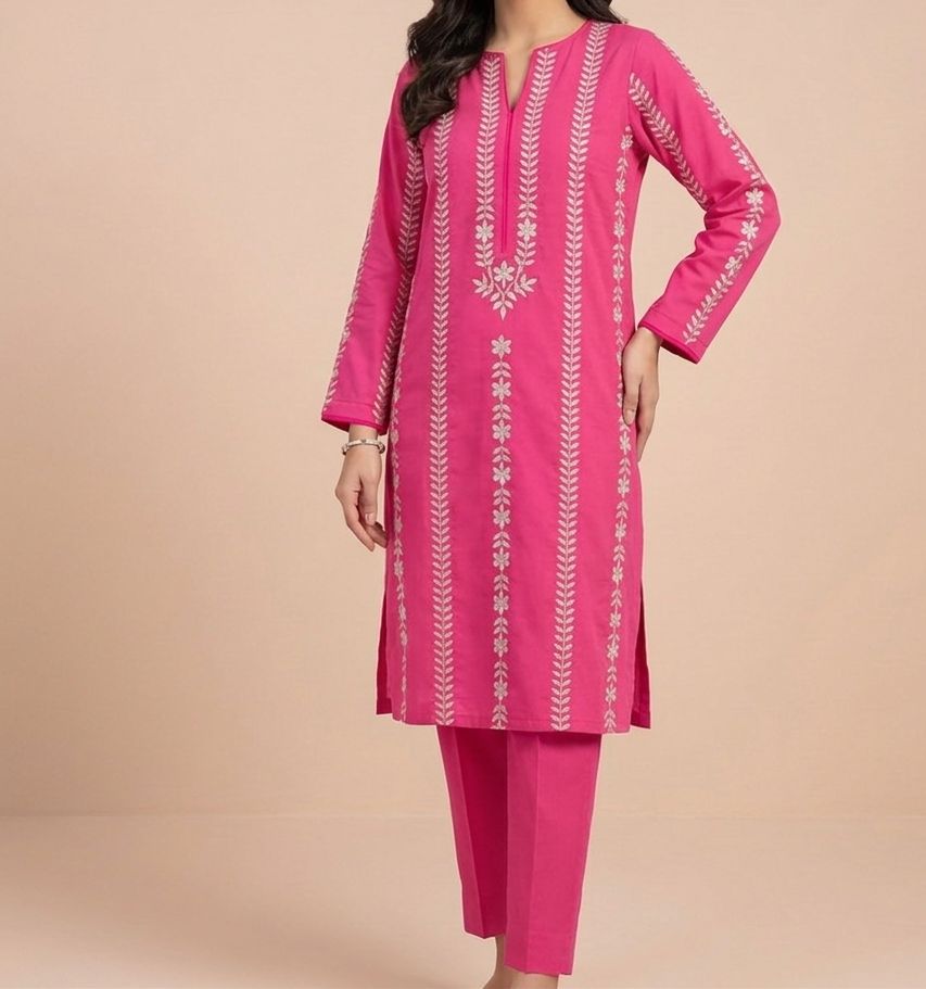 Pink Embroidered Suit