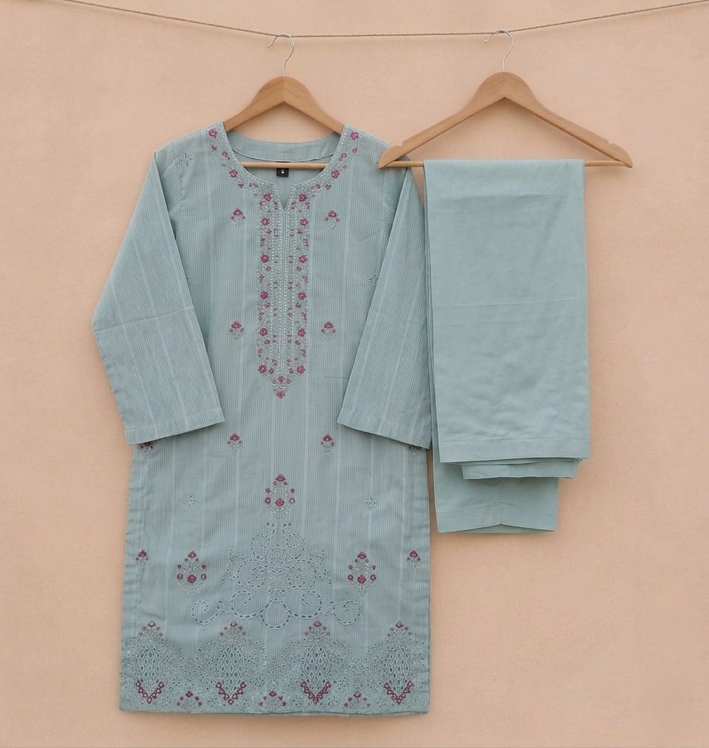 Embroidered Mint Green 2 piece suit