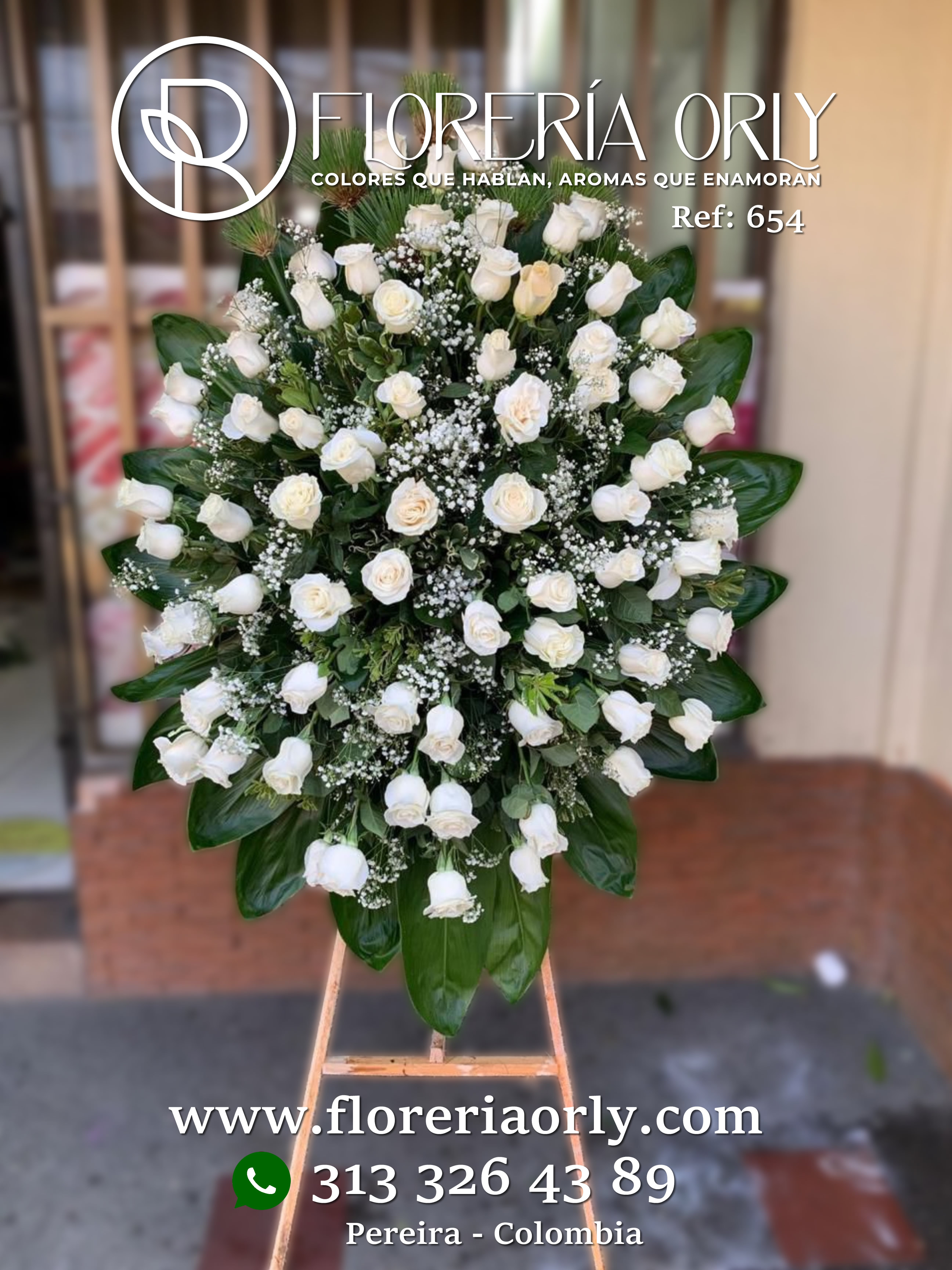 Corona Fúnebre Referencia 654 | Floristerías Funerales Pereira