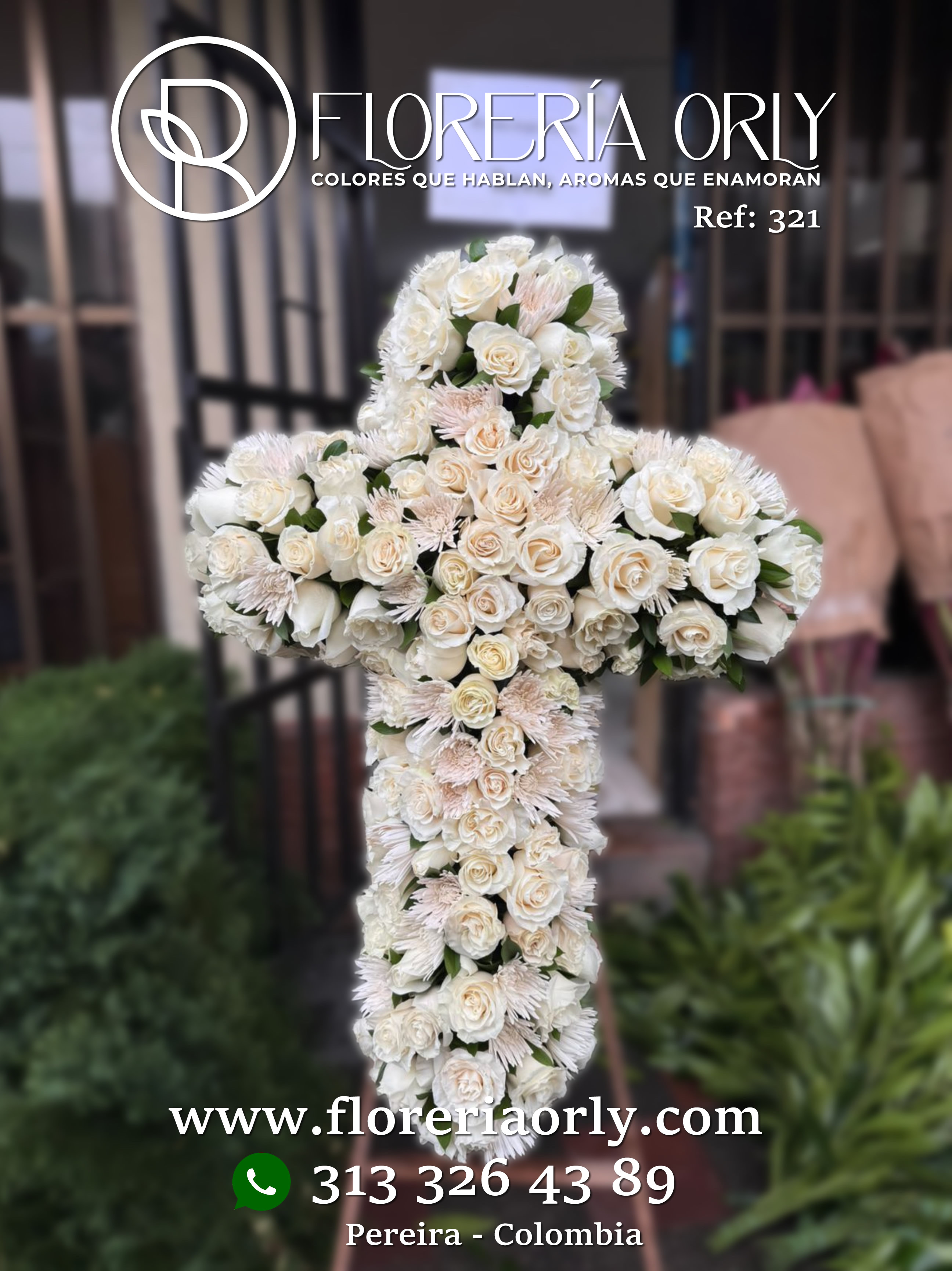 Arreglo Fúnebre Referencia 321 | Ofrenda tipo Cruz en Pereira
