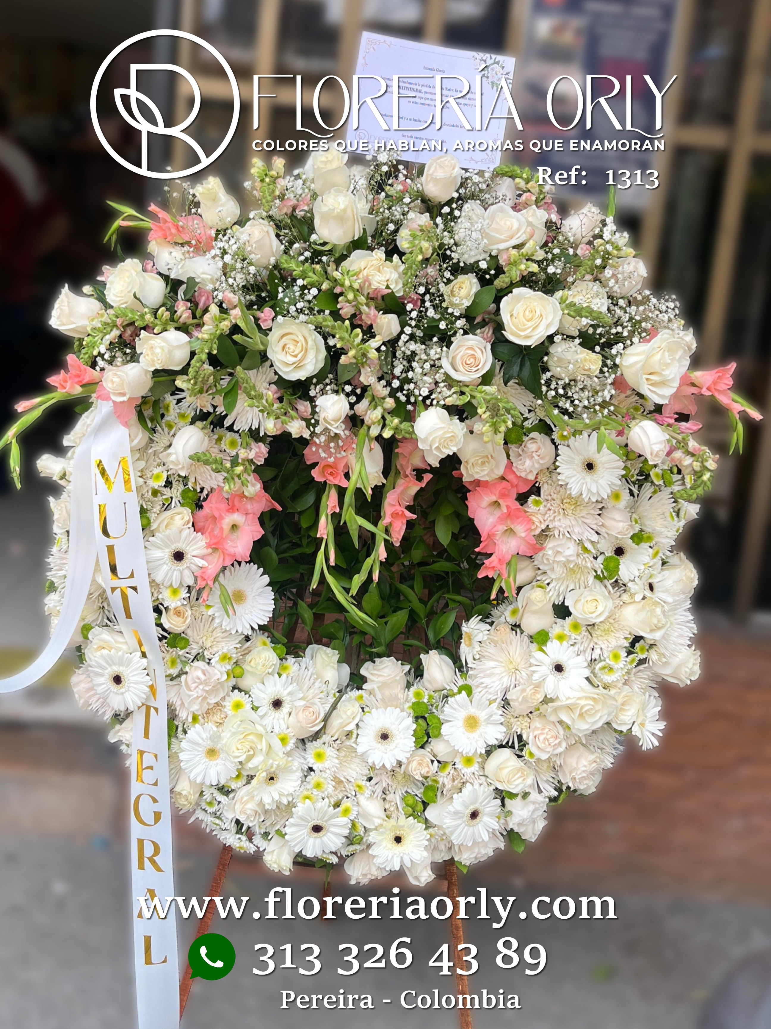 Corona Fúnebre Referencia 1313 | Flores para entierros en Pereira