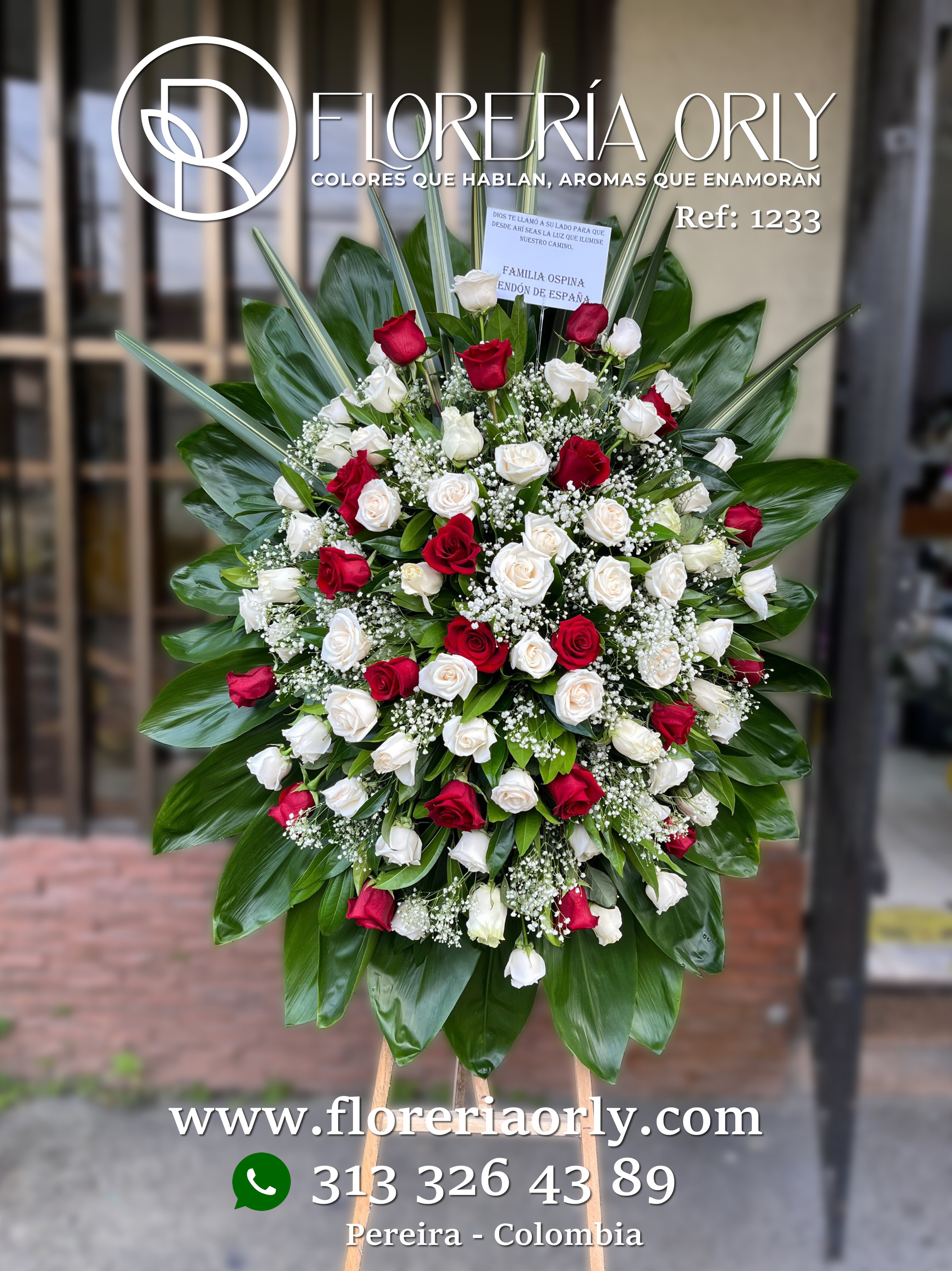 Corona Fúnebre Referencia 1233 | Flores Funerarias Pereira Dosquebradas
