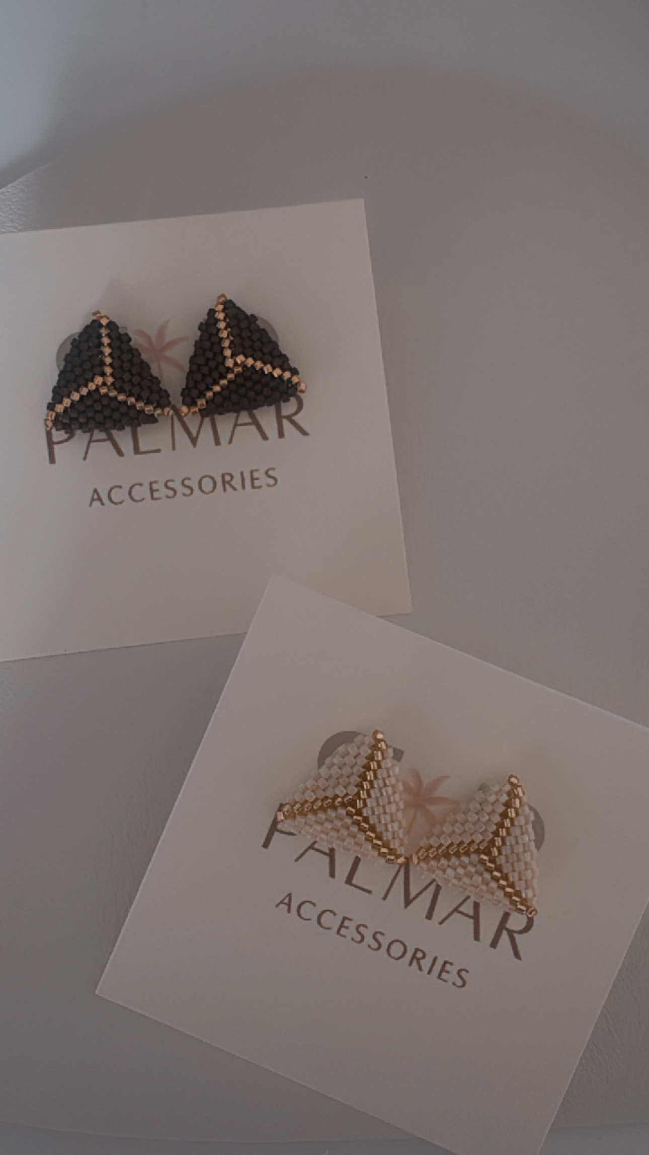 Beaded Triangle Stud Earrings