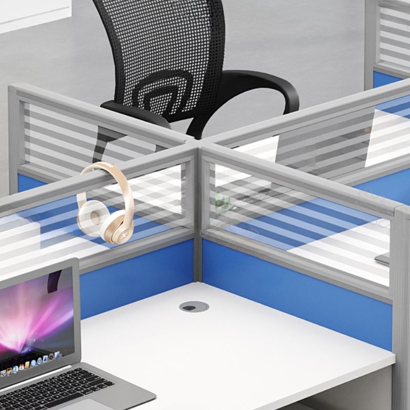 4 Pax Workstation Desk + Office Chairs