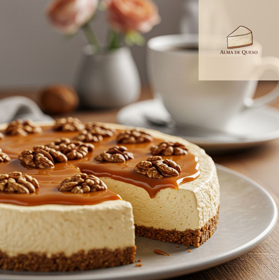 Tarta de Queso con Dulce de Leche y Nueces Caramelizadas 8/10 Porciones
