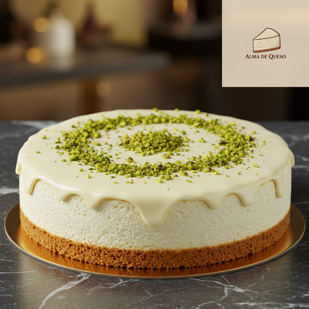 Tarta de Queso con Chocolate Blanco y Pistachos 12/16 Porciones