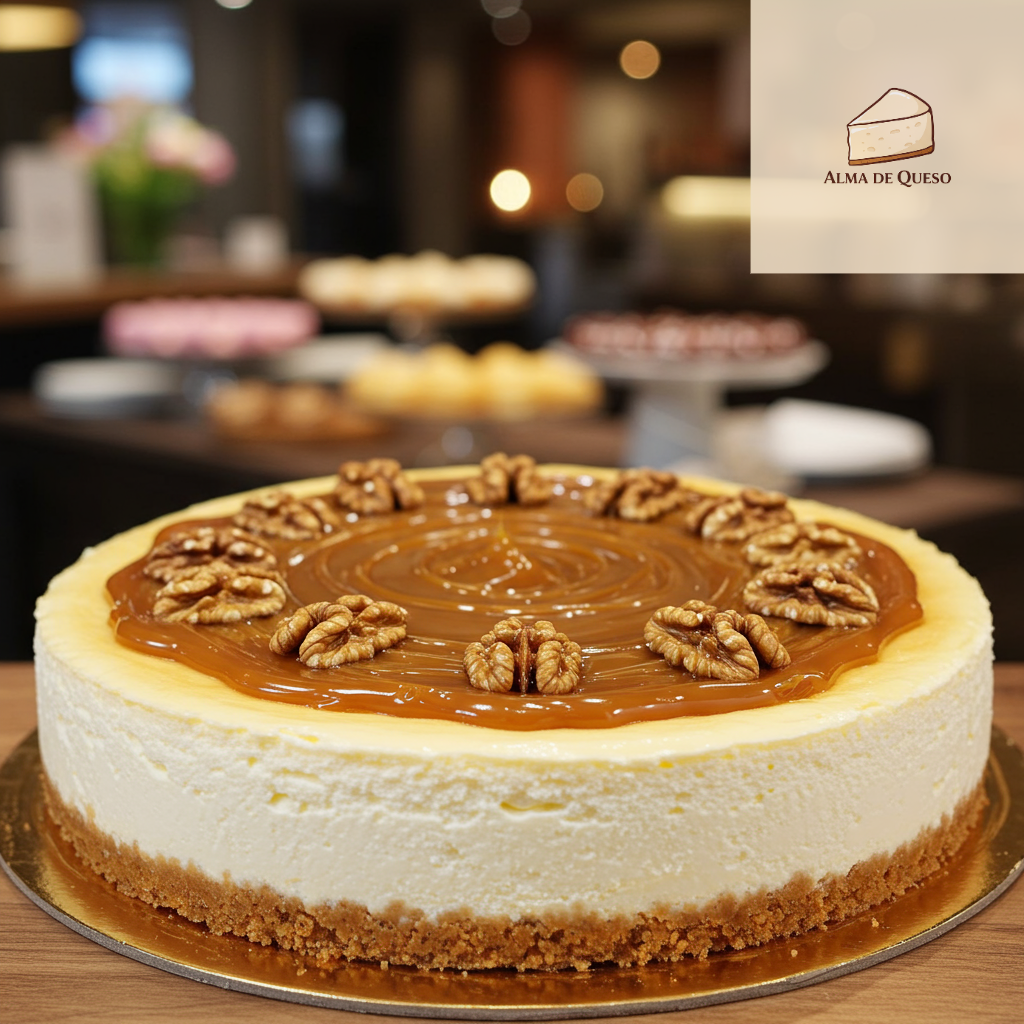 Tarta de Queso con Dulce de Lecha y Nueces Caramelizadas 12/16 Porciones