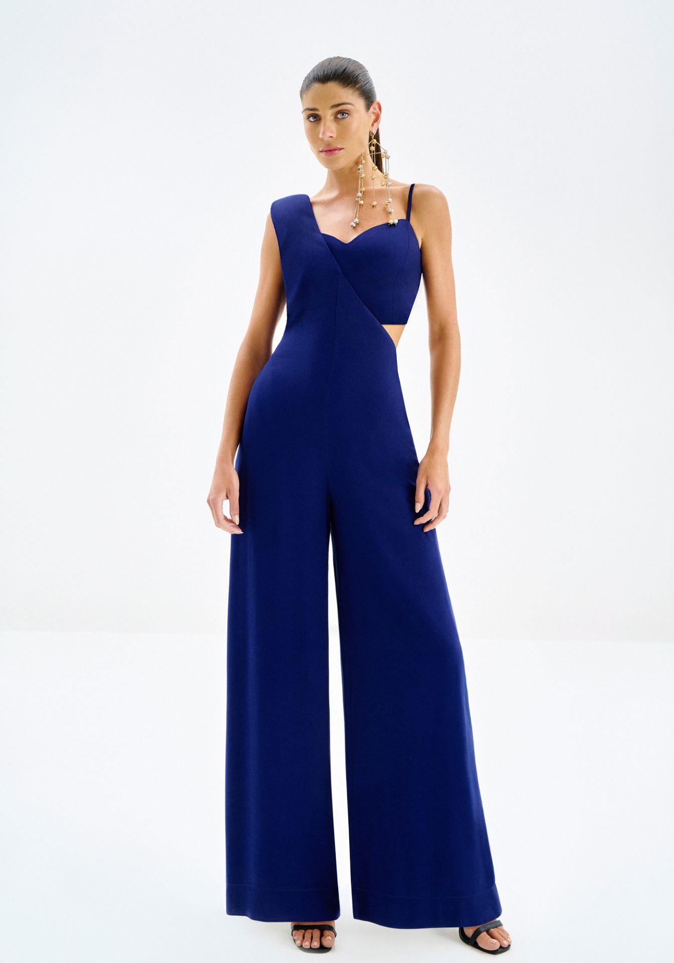 Jumpsuit largo asimétrico de viscosa con top incluido