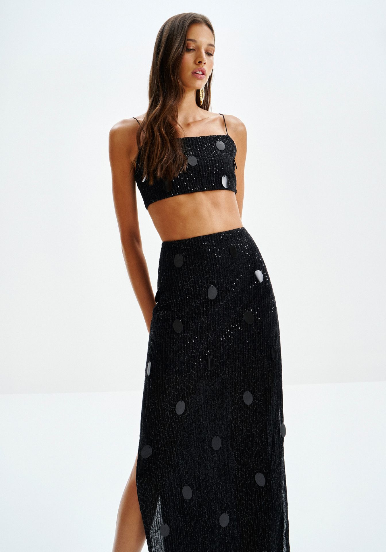 Falda Midi Lentejuelas Mujer | Lez a Lez Shine Negra