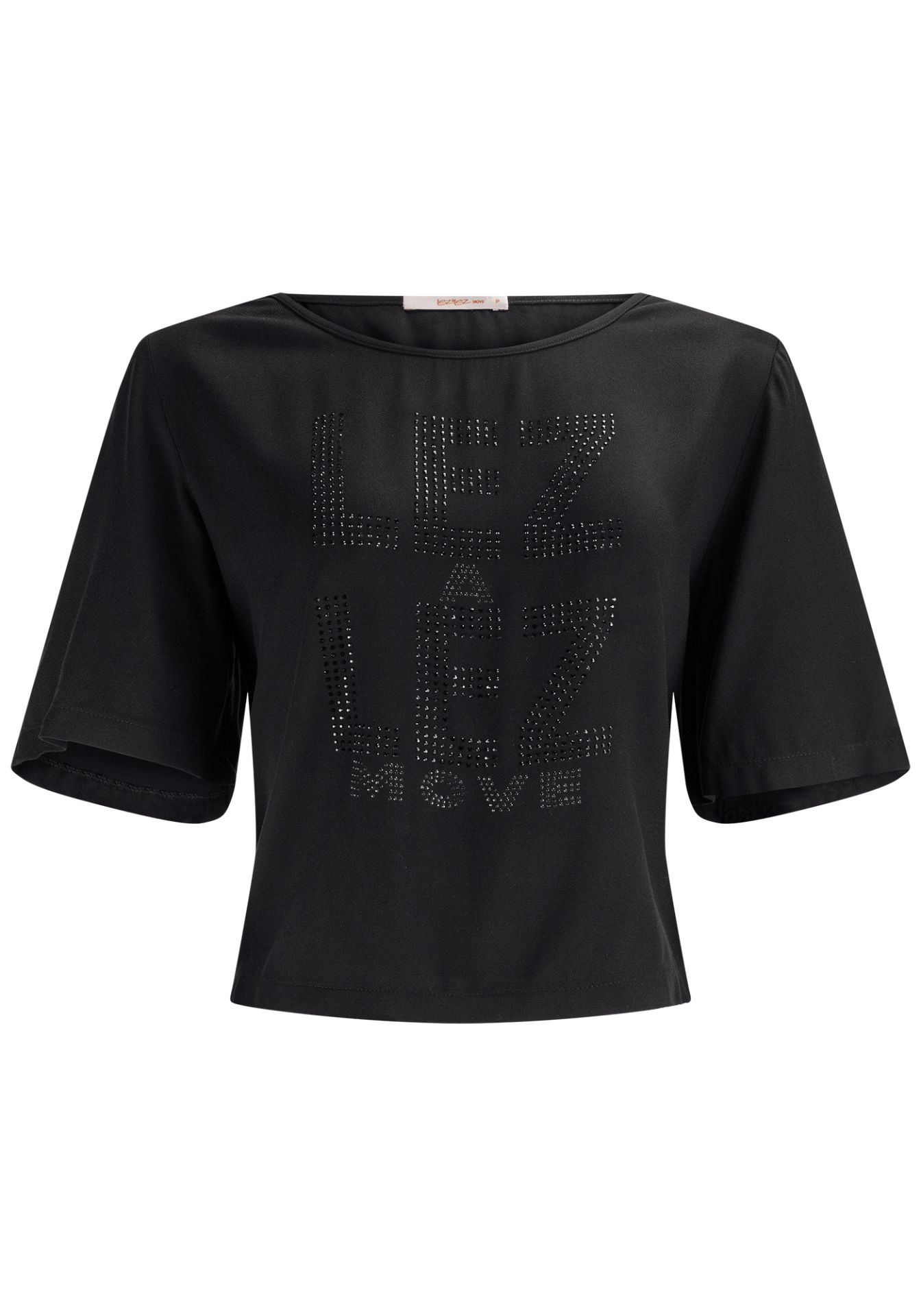 Blusa oversized de viscosa con strass negro