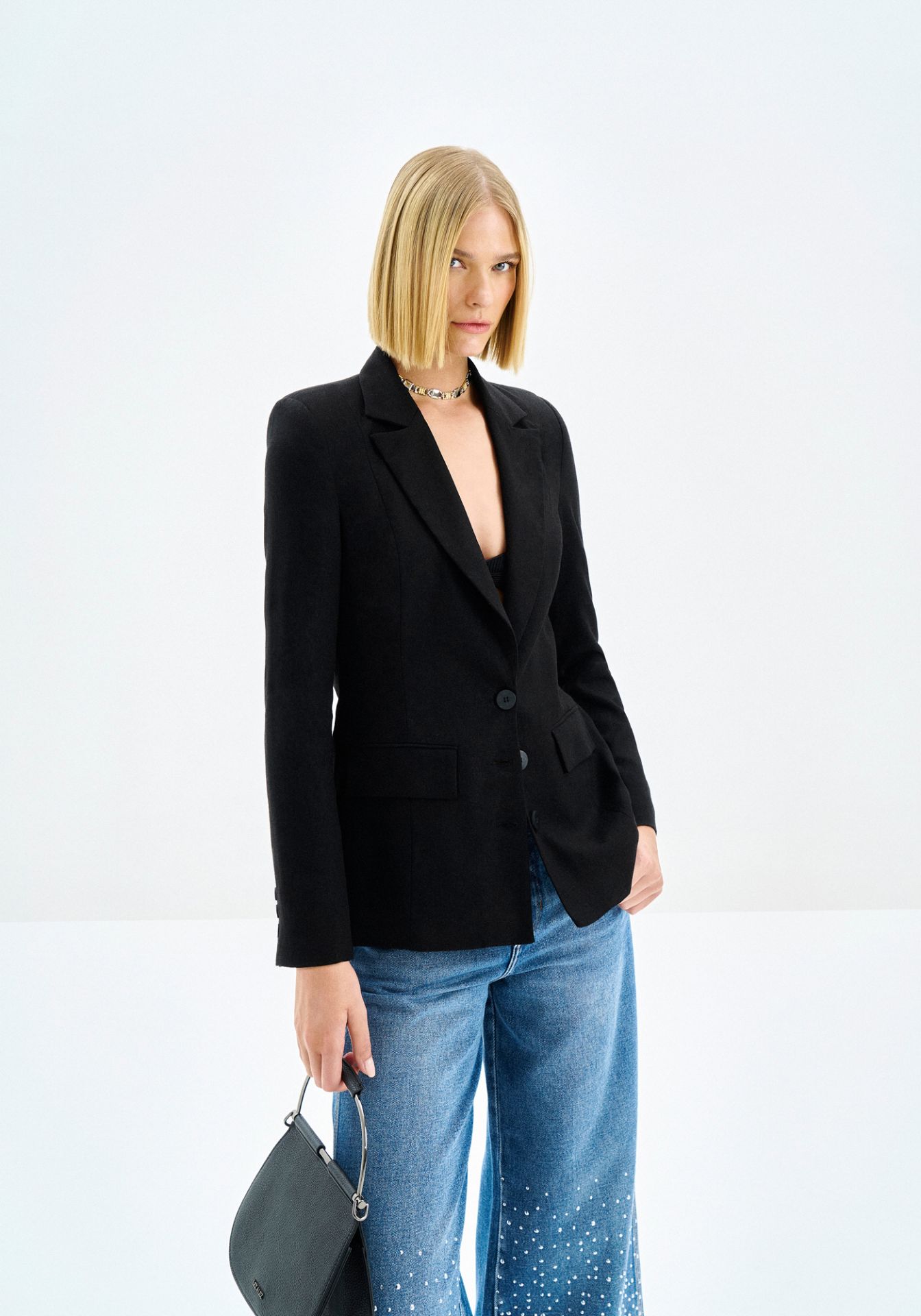 Blazer de Lino con Solapa Clásica