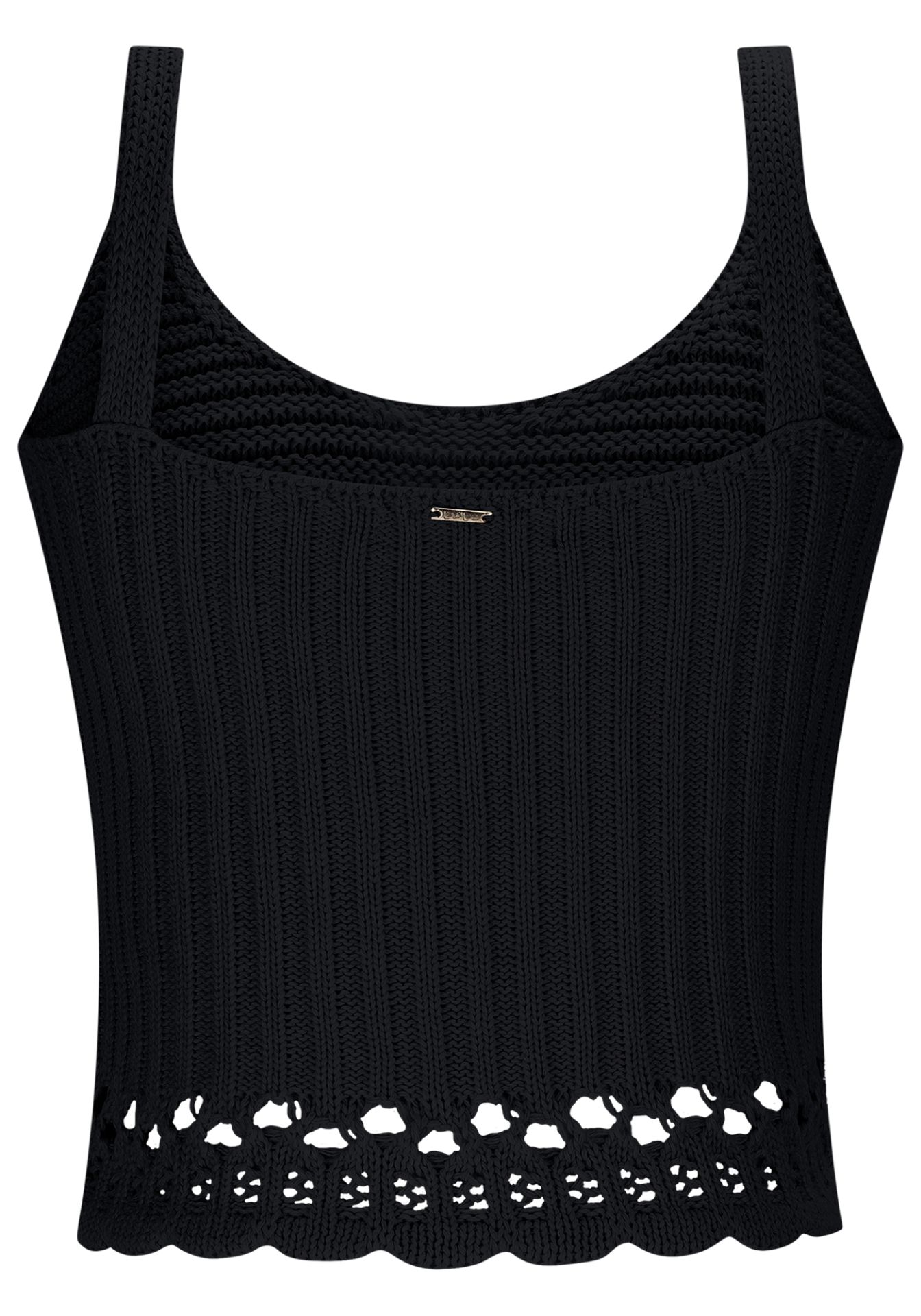 Cropped knit top con detalle en la cintura – estilo moderno y femenino
