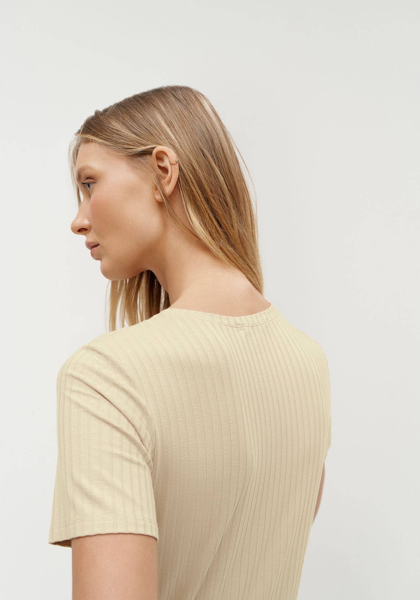 Blusa Cropped Acanalada Mujer