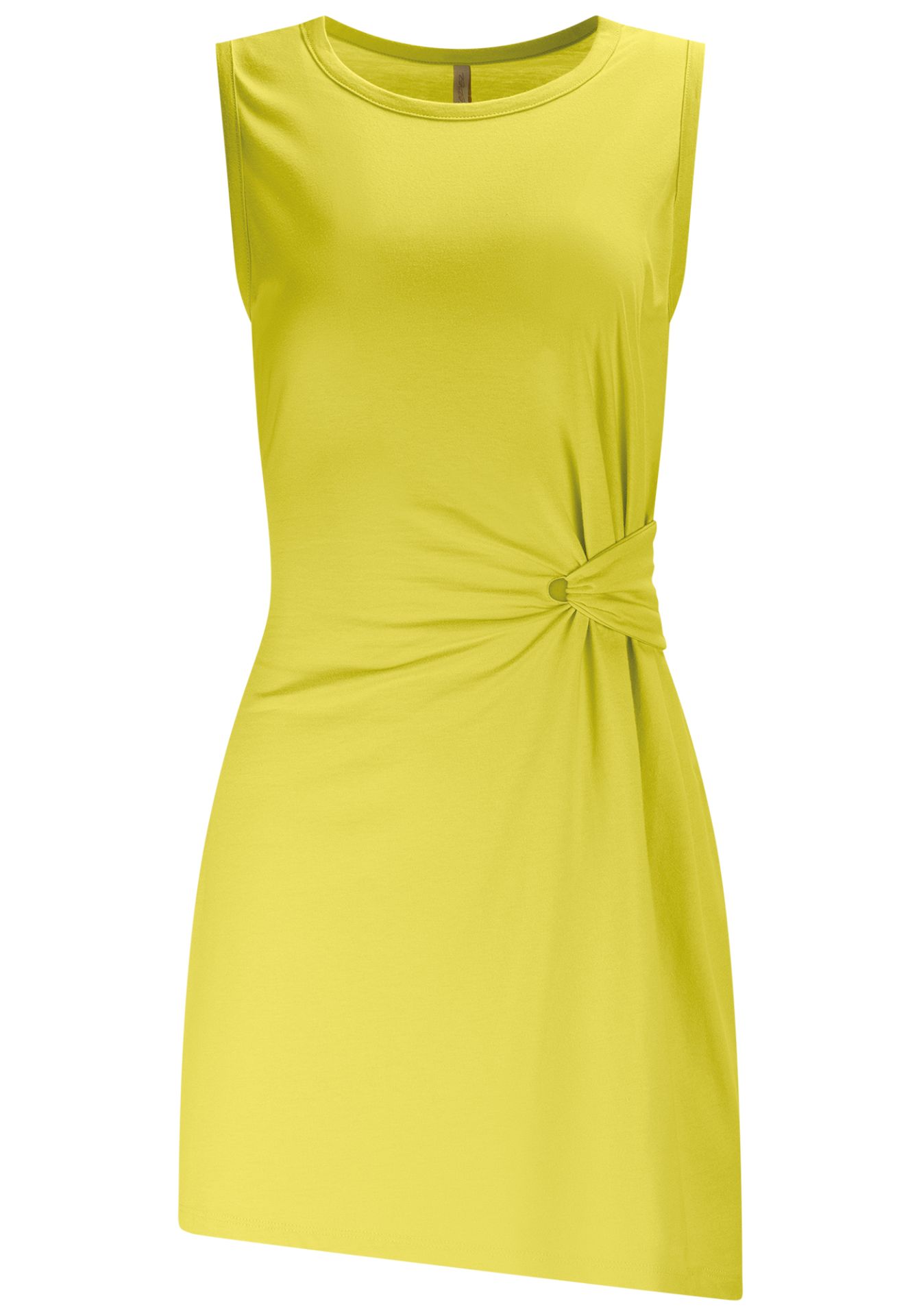 Vestido corto de punto con nudo en cintura y estilo elegante