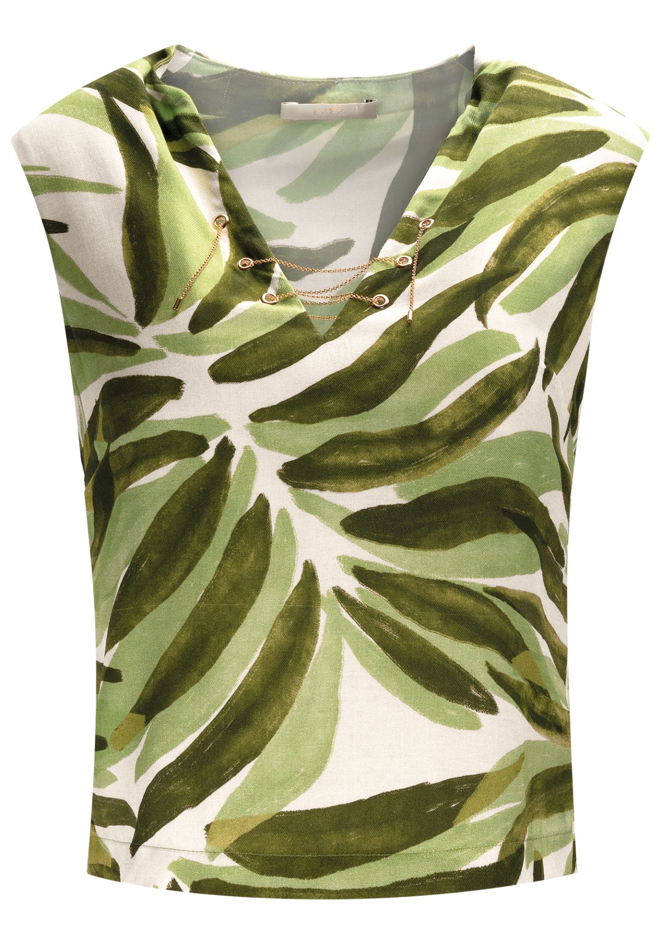 Blusa de Punto con Escote en V y Detalle Frontal