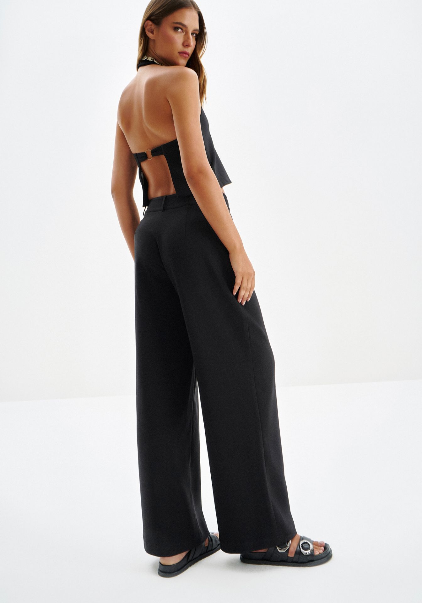 Pantalón Recto de Sastrería con Cintura Media
