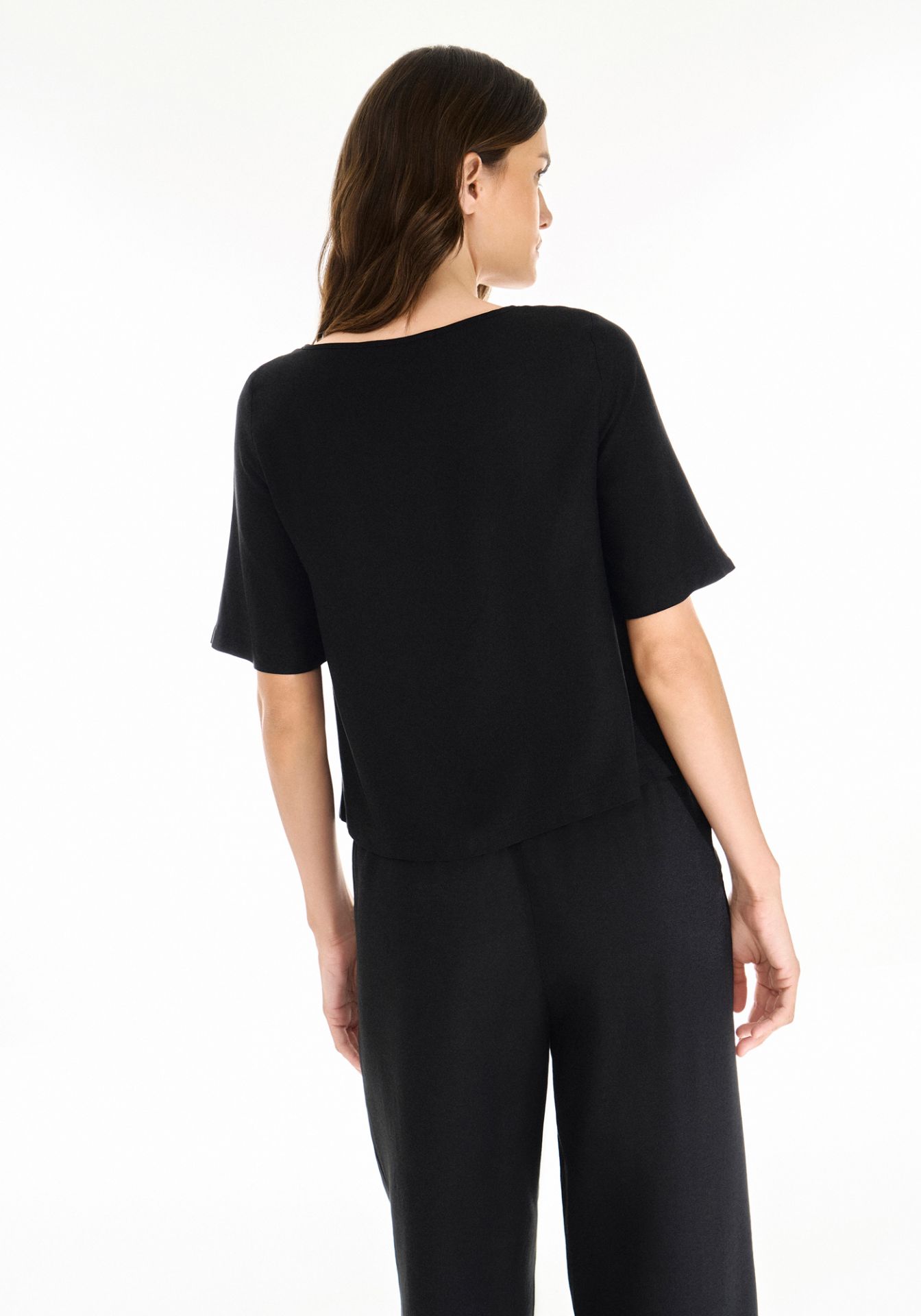 Blusa oversized de viscosa con strass negro