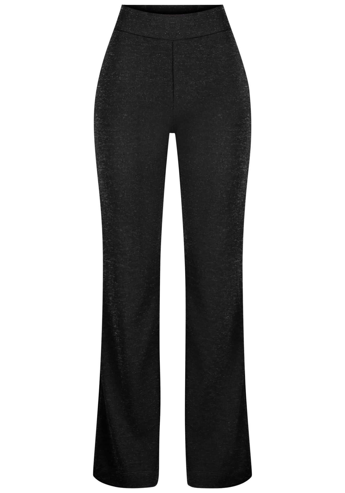 Pantalón Flare de Punto Lurex con Cintura Alta