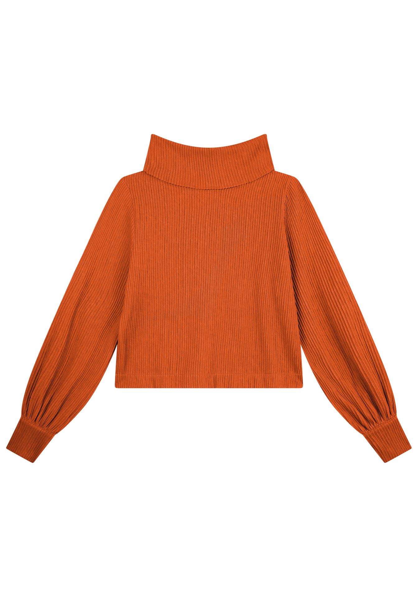 Blusón Lez a Lez Rosa con Manga Bufante y Máxi Gola Alta