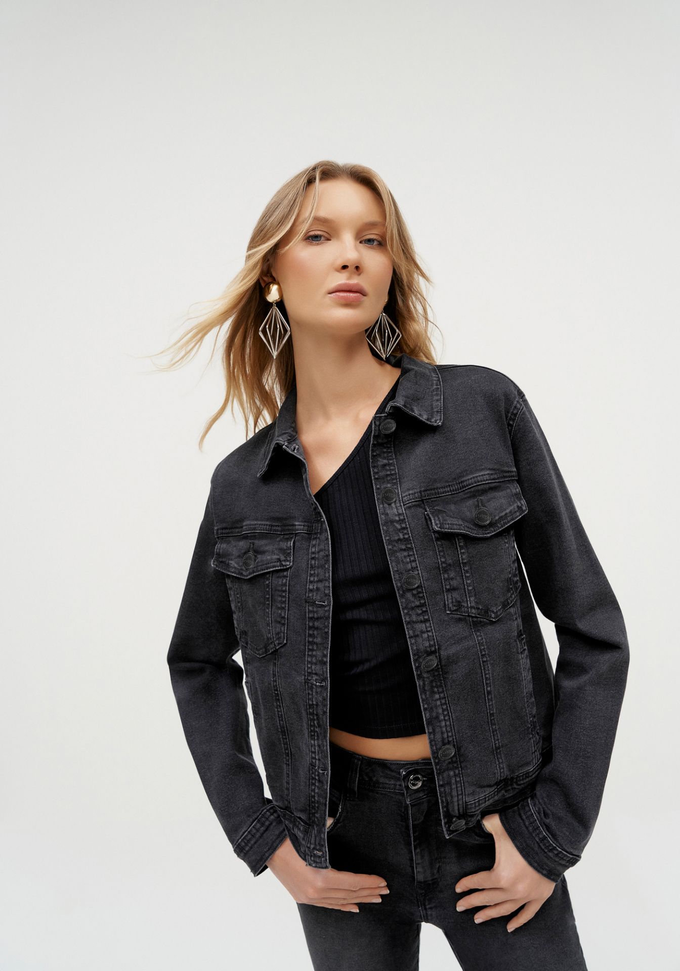 Chaqueta Denim Oscuro Mujer