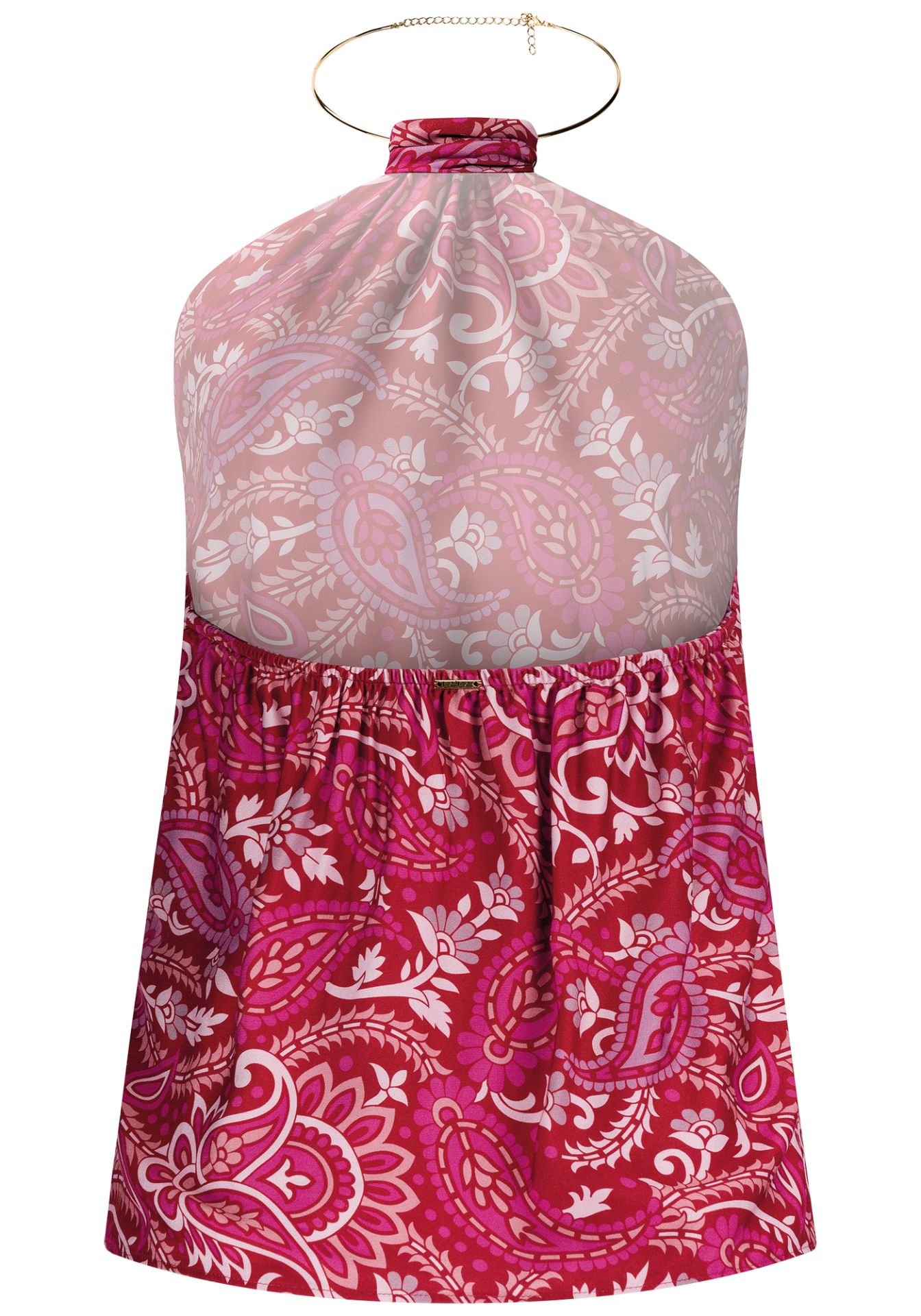 Blusa halter mujer con gargantilla dorada