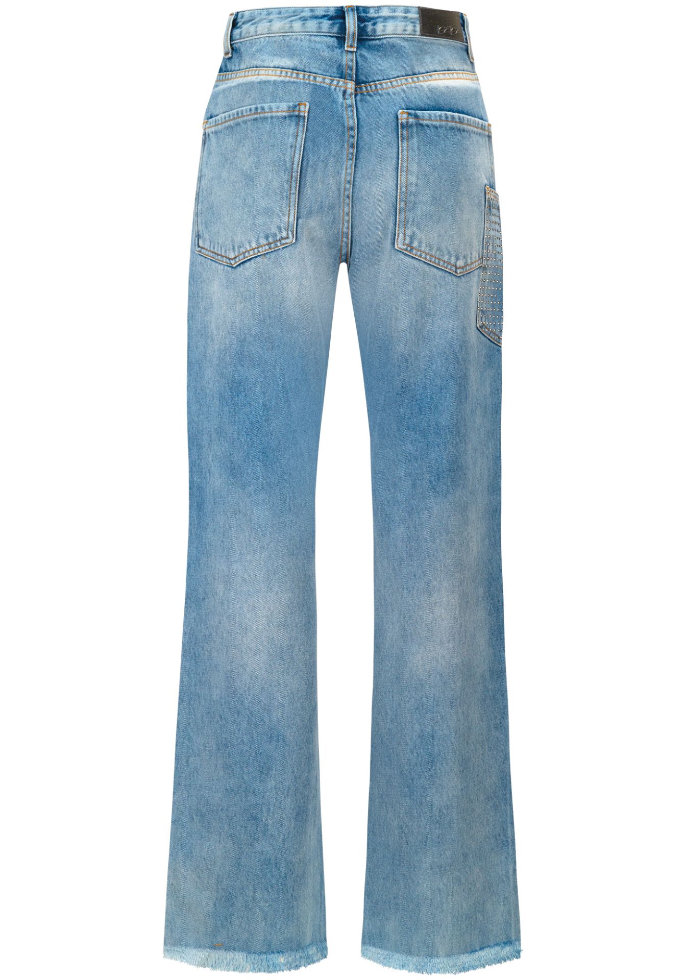 Jeans rectos relaxed con strass y estilo urbano