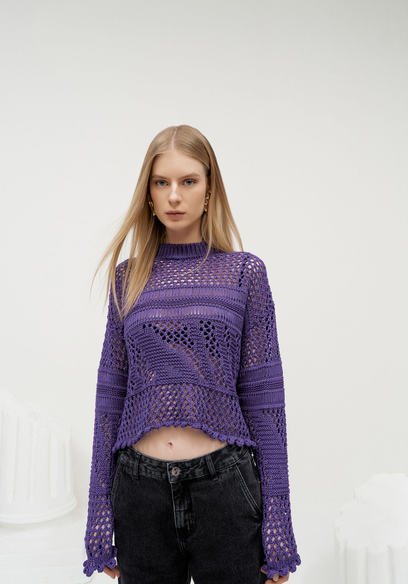 Top Cropped Tricô Mujer