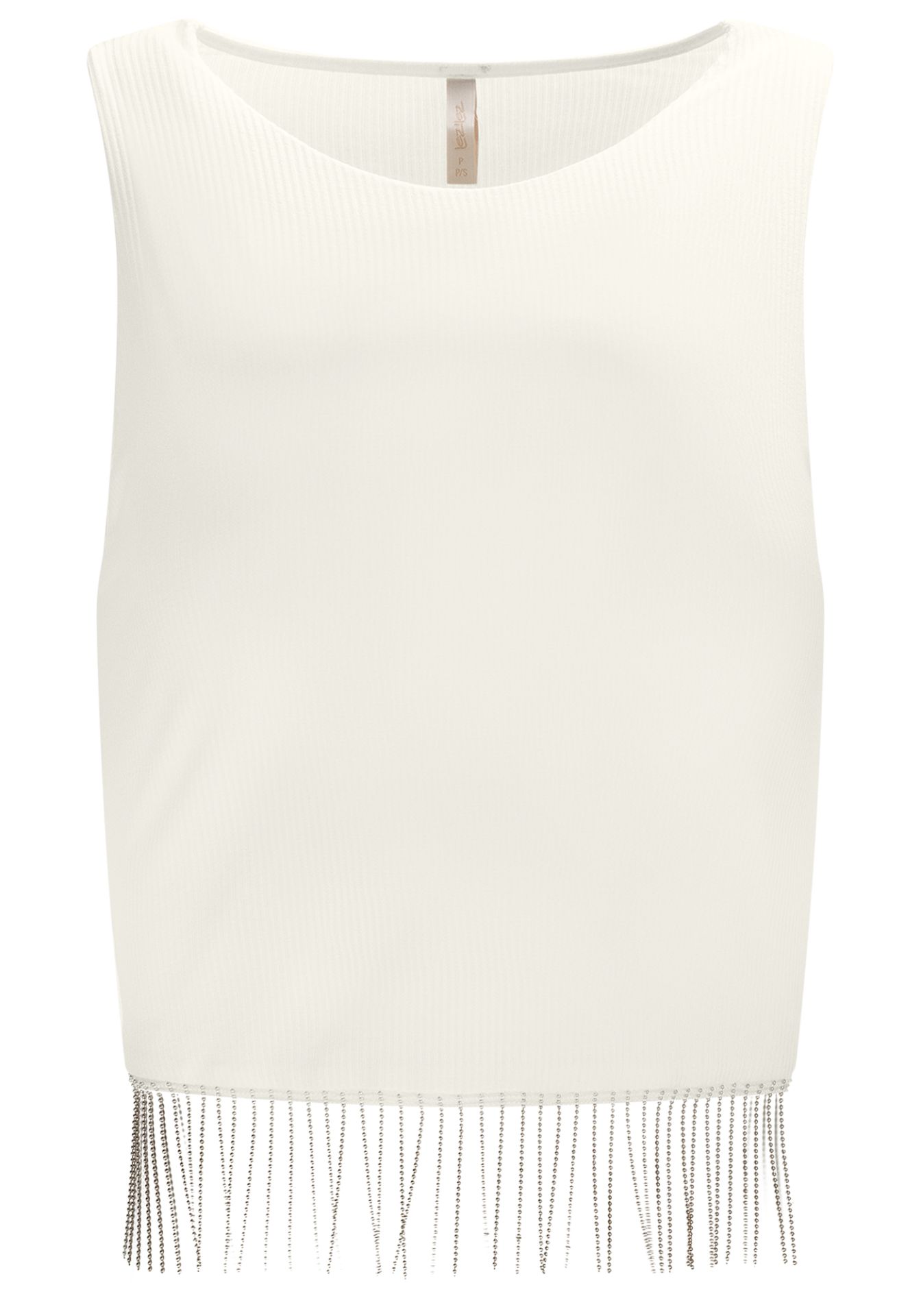 Top Cropped de Canalé con Flecos Metálicos