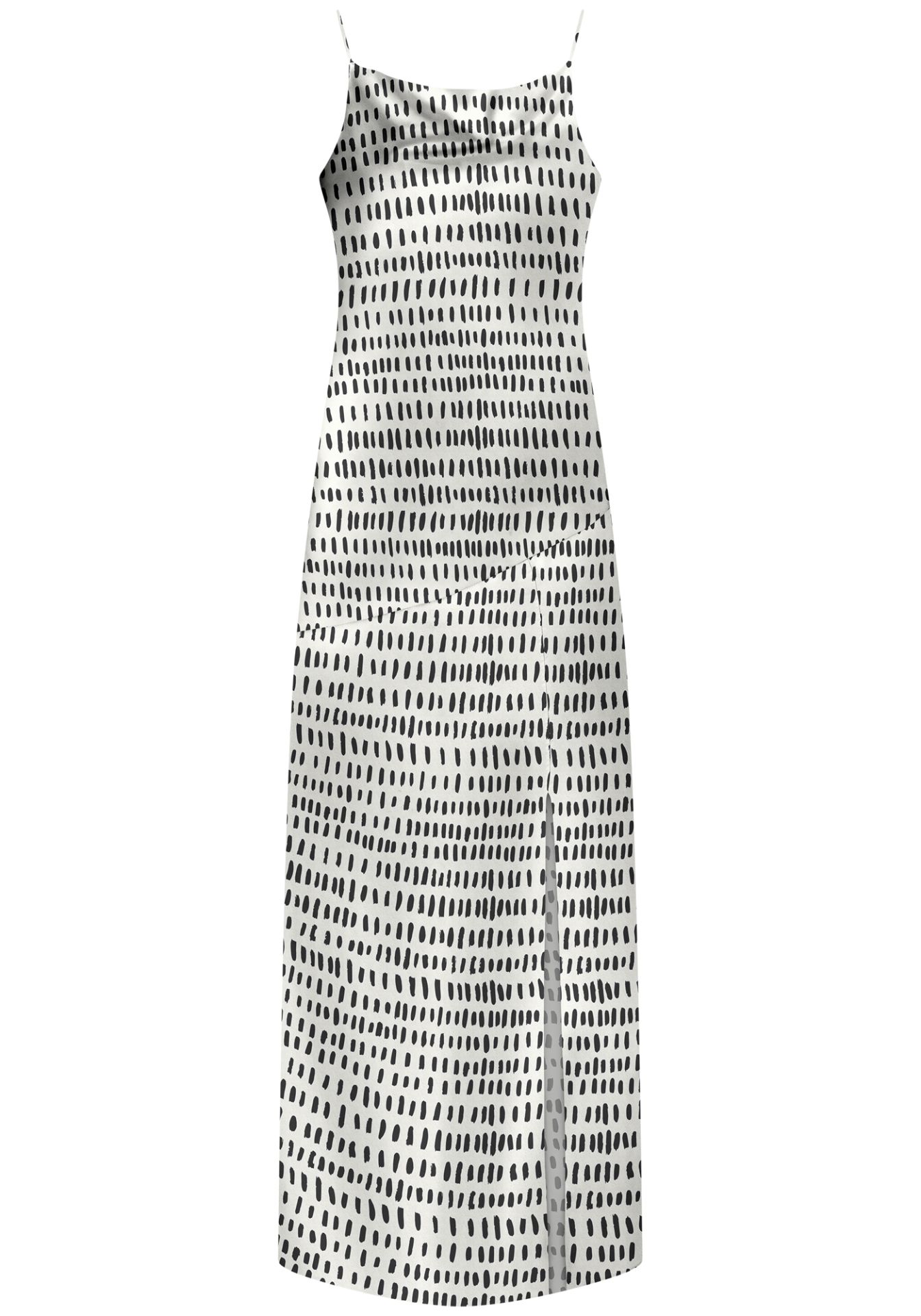 Vestido midi de chiffon con escote degagê y estampado fino.  