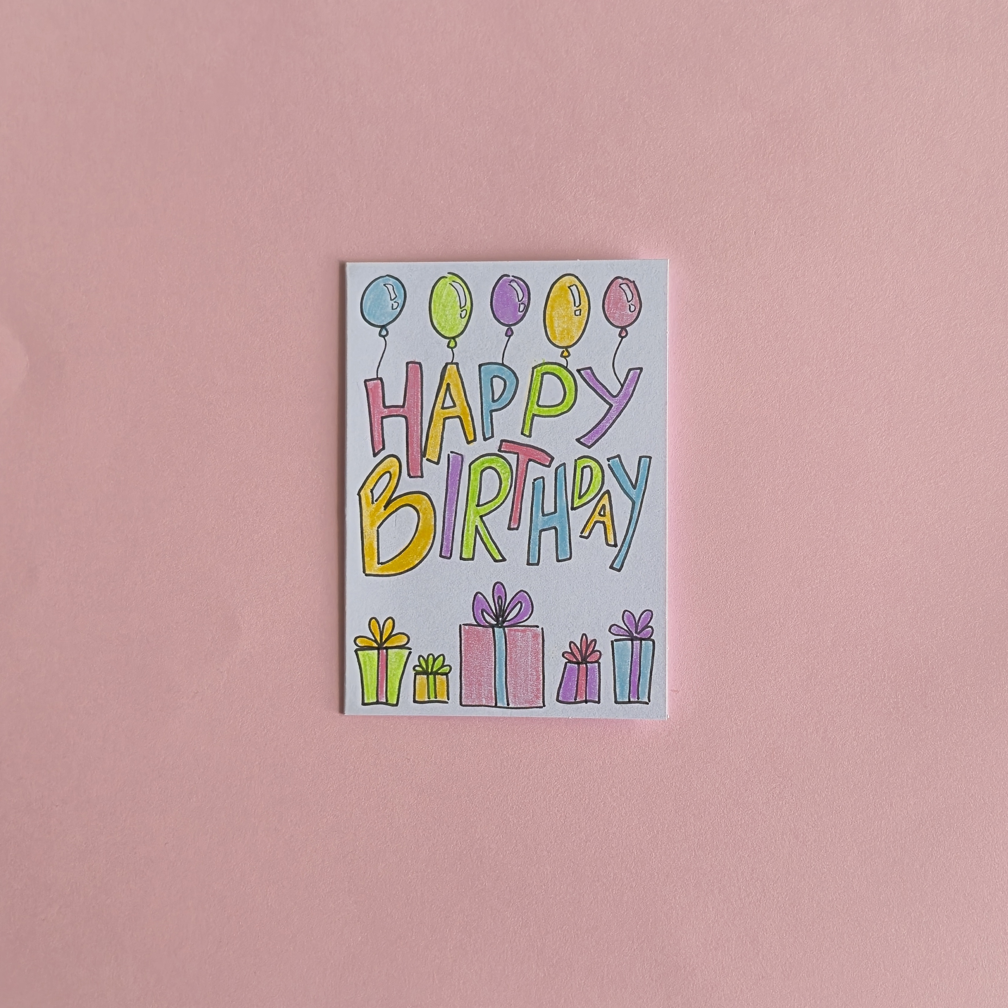 Peppy Pink Mini Birthday Card 6 Pack