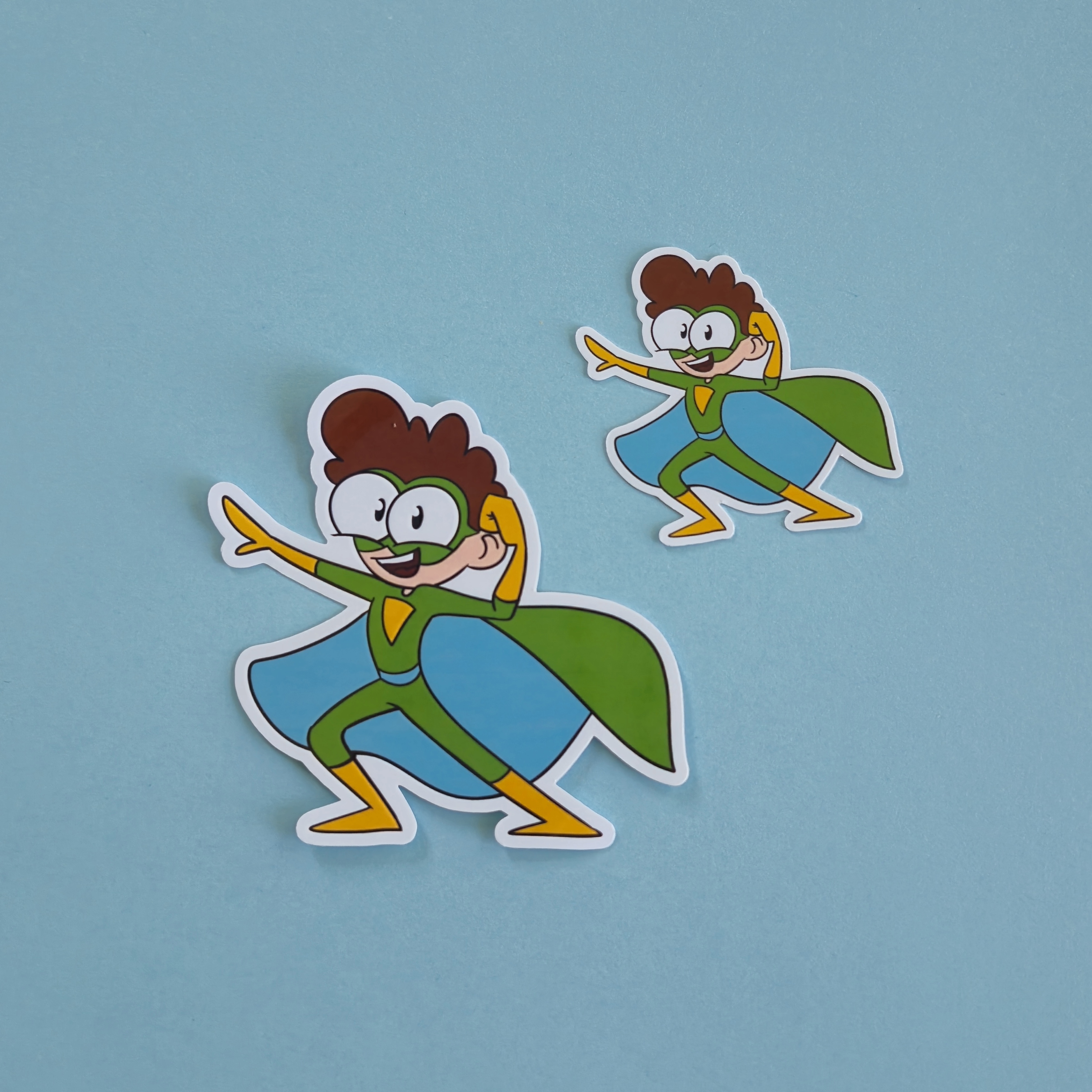 Isaac the Green Superhero Sticker