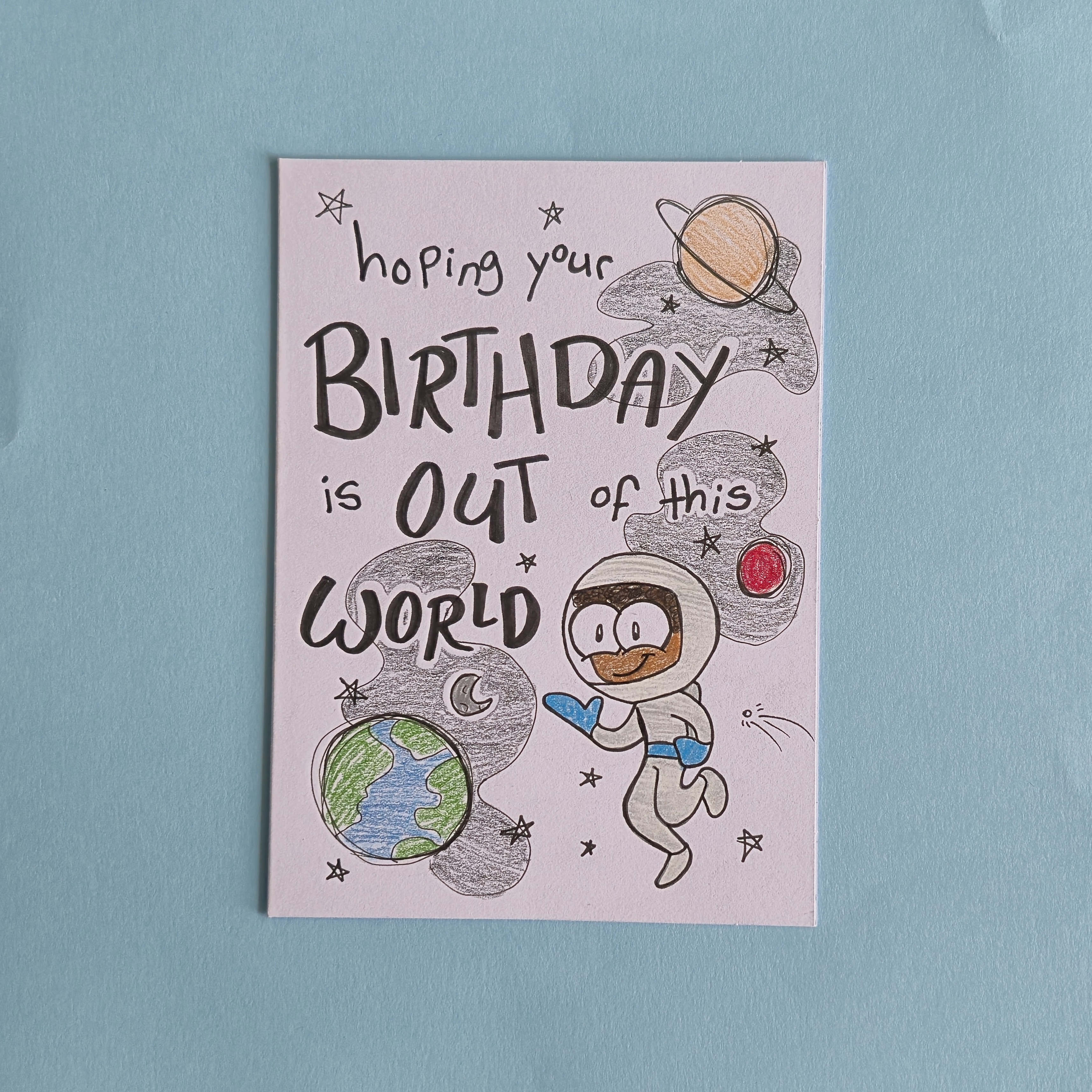 Toby the Blue Astronaut Birthday Card