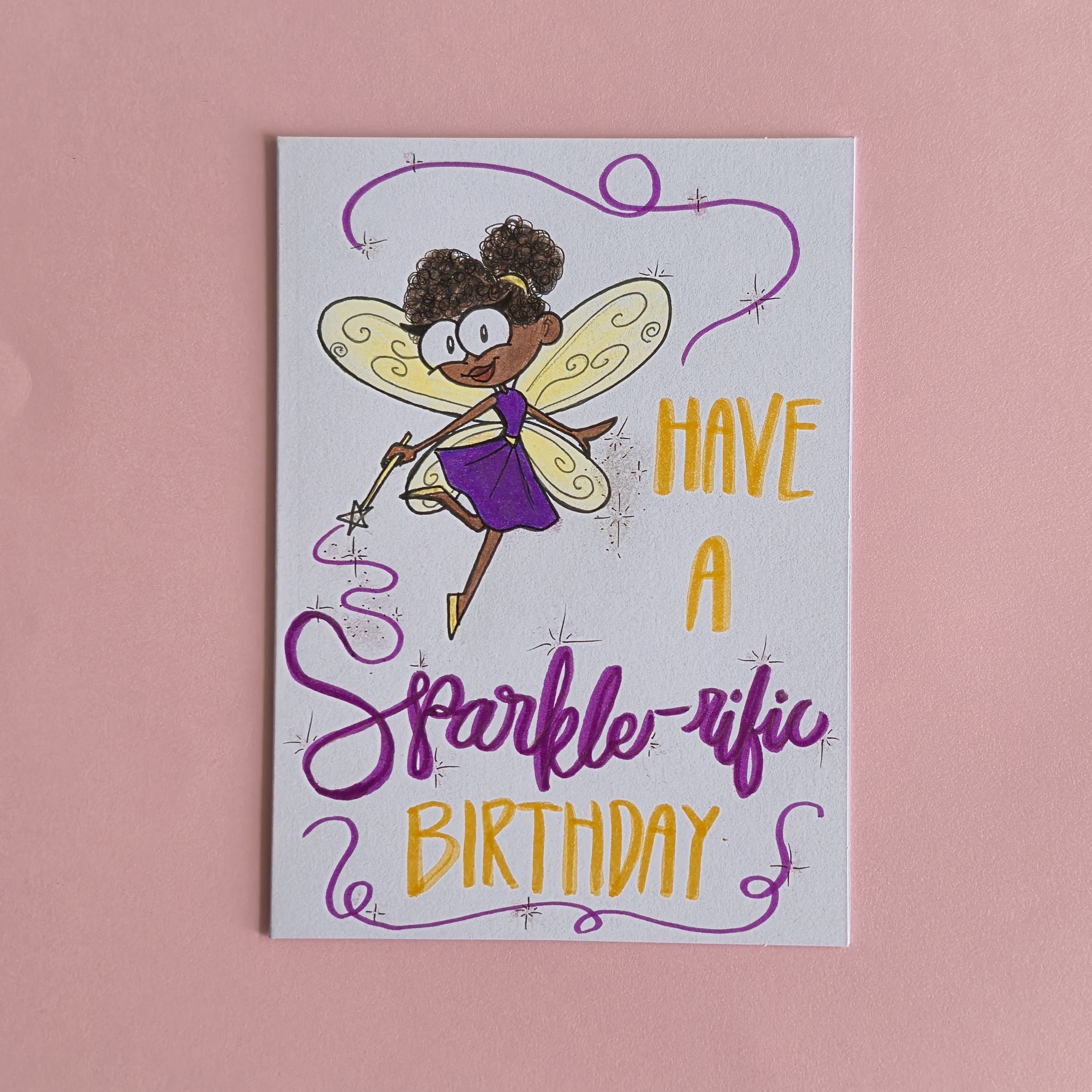 Jasmine the Purple Fairy Birthday Card