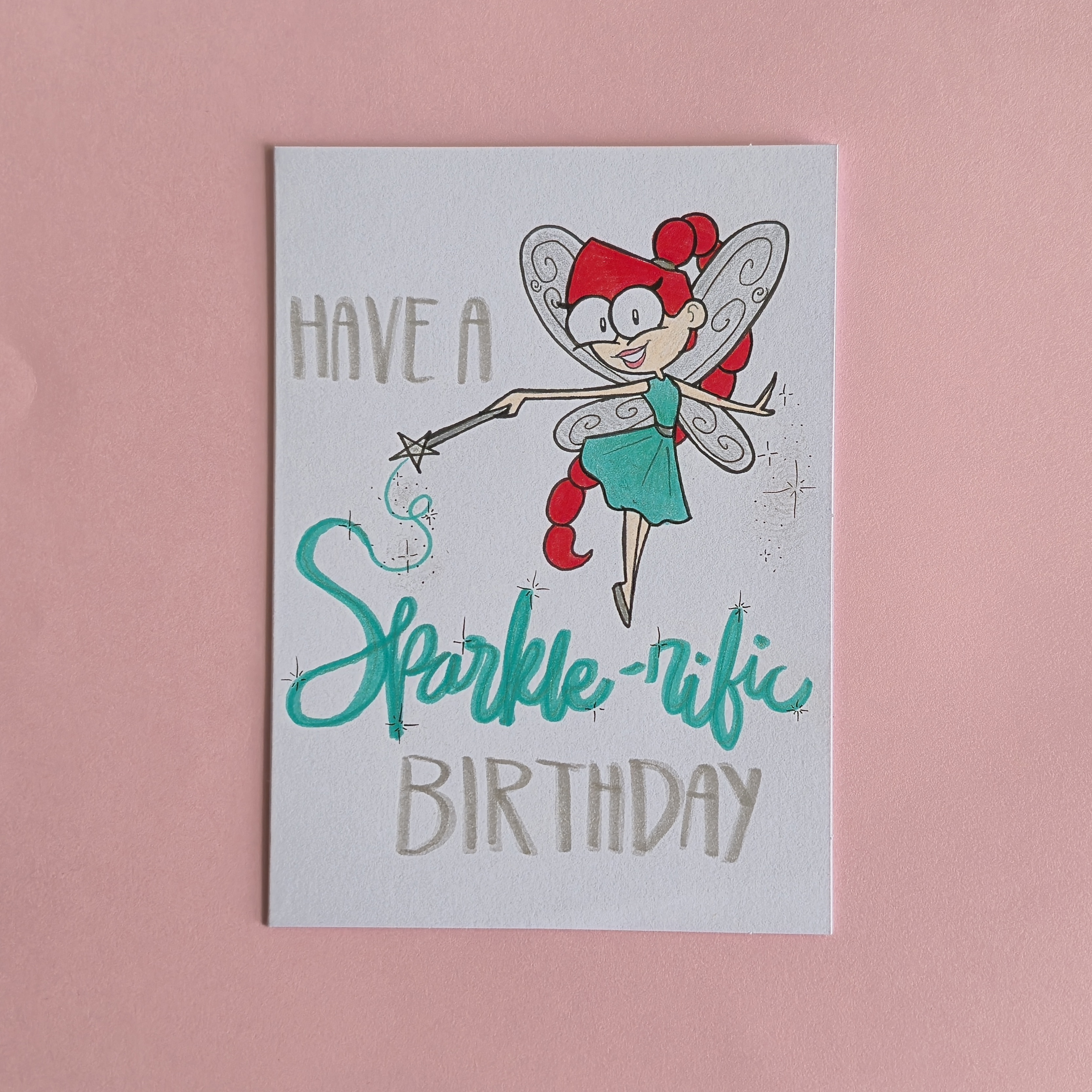 Poppy the Teal Fairy Birthday Card
