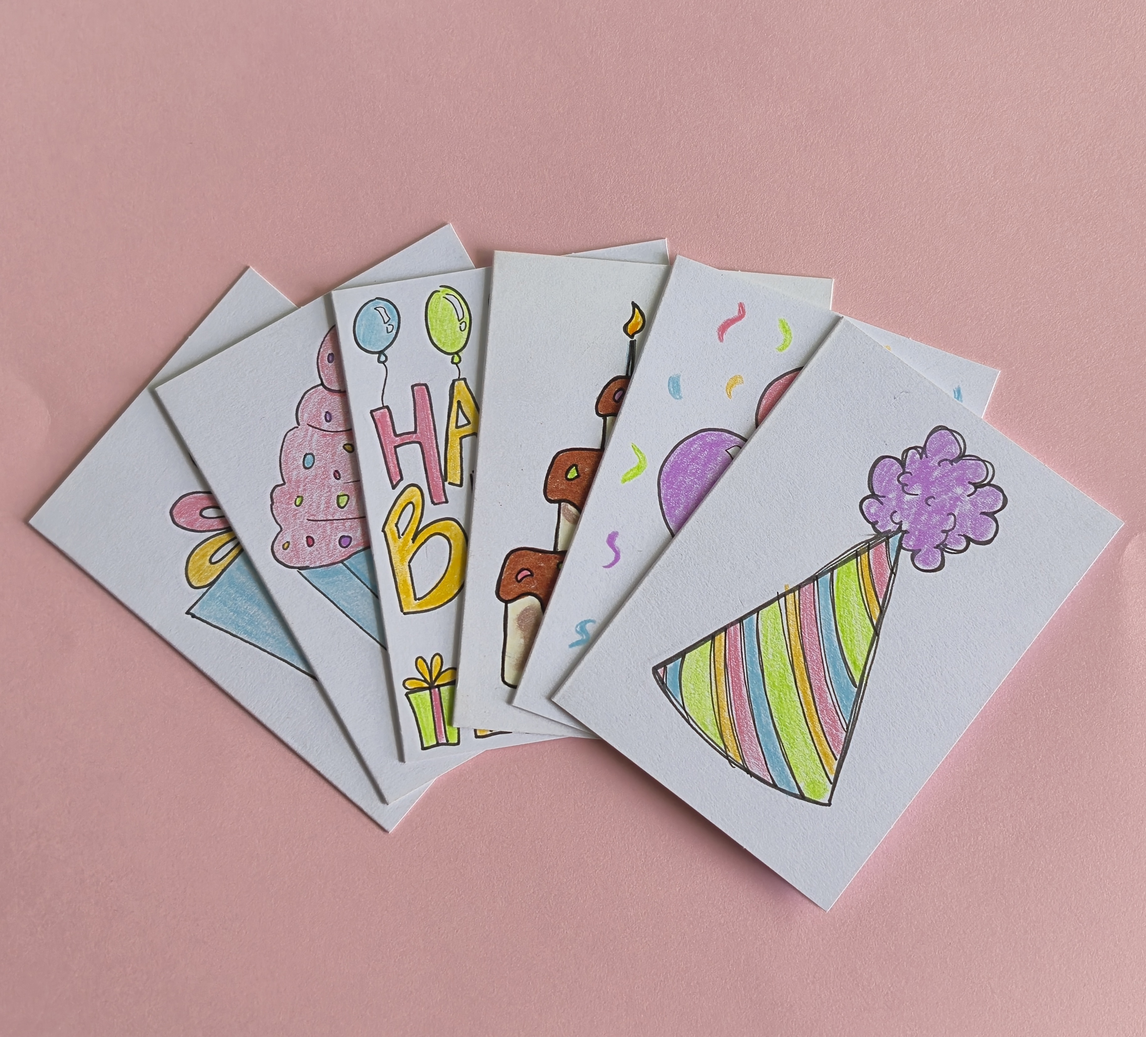 Peppy Pink Mini Birthday Card 6 Pack