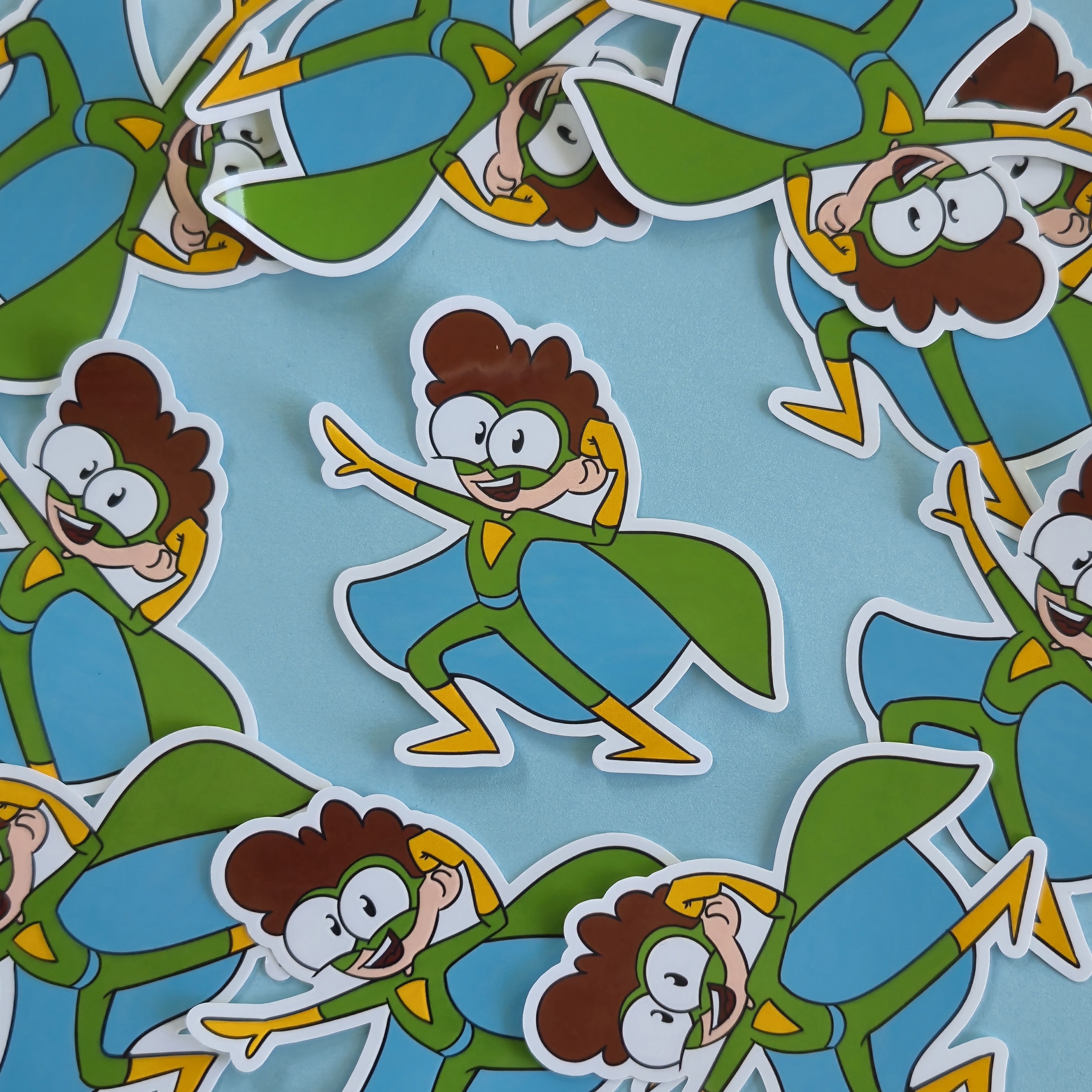 Isaac the Green Superhero Sticker