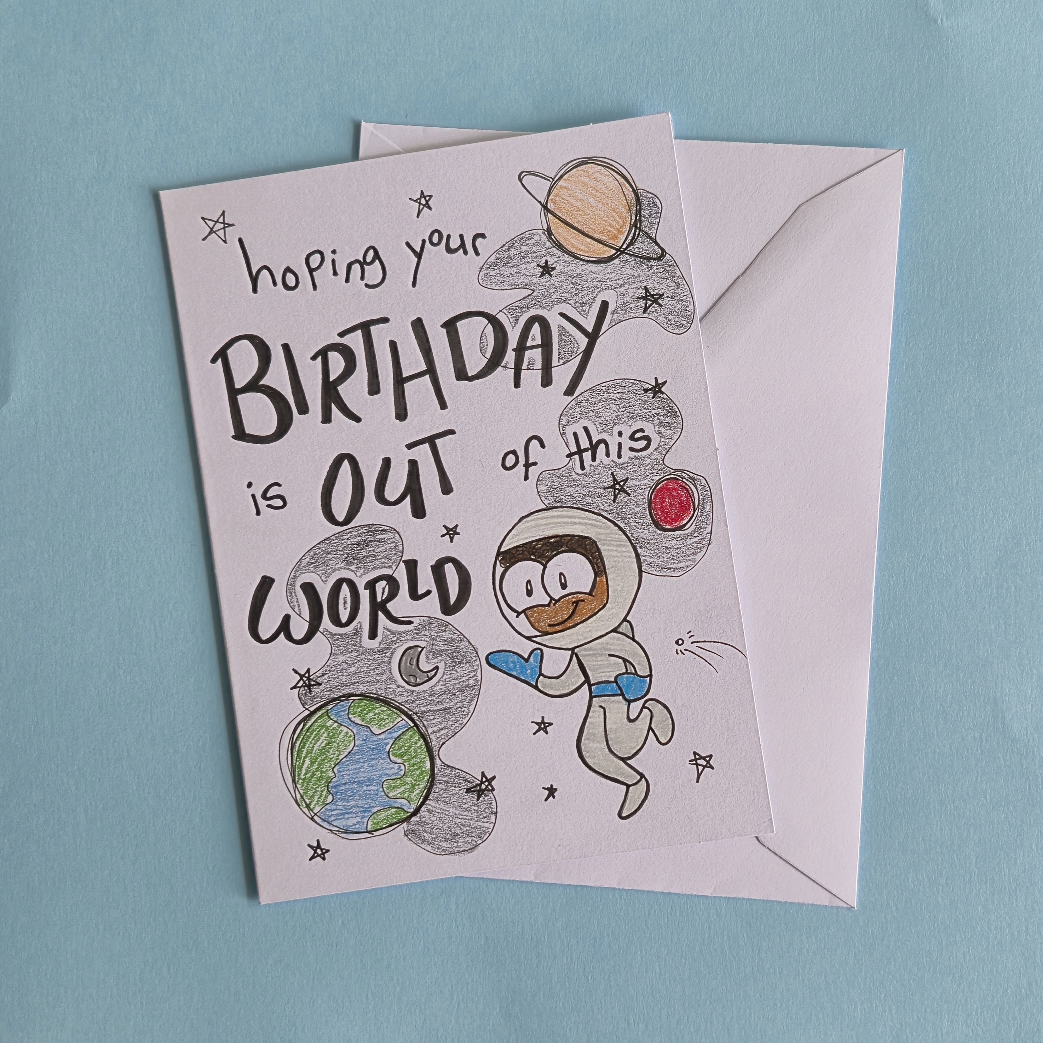 Toby the Blue Astronaut Birthday Card
